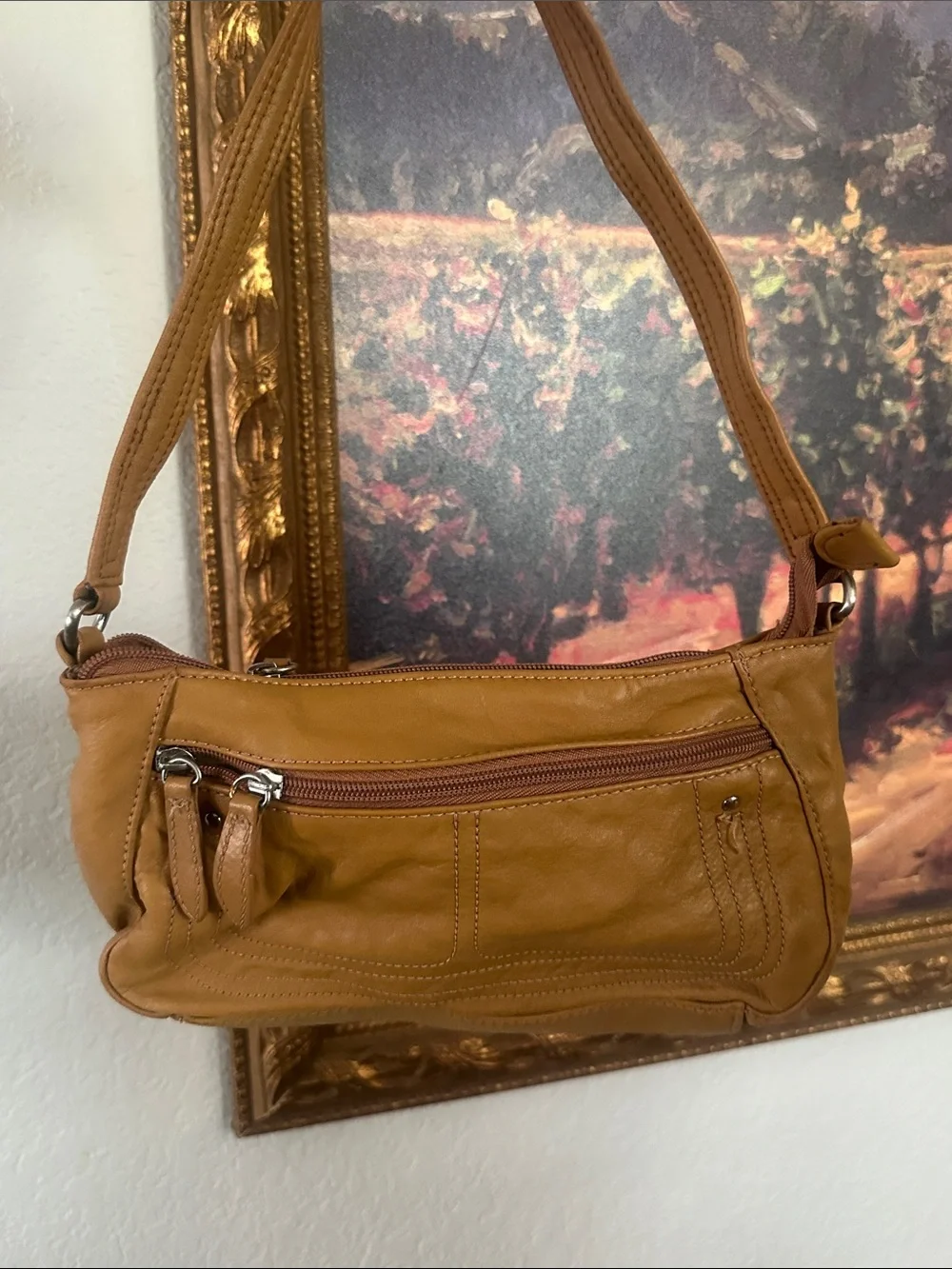 Stone Mountain Accessories Cognac Leather Shoulder Bag